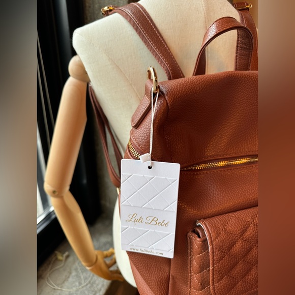 NWT Luli Bebe Petit Monaco Diaper Backpack – Caramel Brown Vegan Leather - Picture 4 of 8